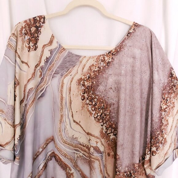 Woman Crystal Rock Print Tie Dye Relaxed Lightweight Blouse Plus Size XXL - Picture 2 of 11